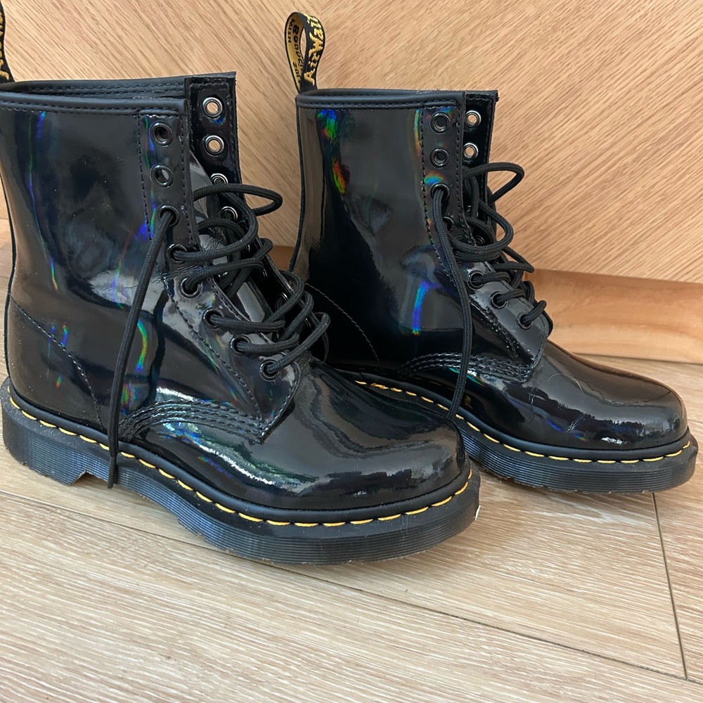 Holographic navy blue doc martens